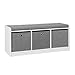 SoBuy® FSR65-DG Banc de Rangement avec Coussin Rembourré et 3 Paniers Meuble Bas Entrée Commode à Chaussure Banquette Confortable