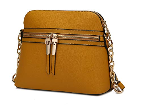 Bolsa transversal MKF para mulheres – Bolsa de couro PU Bolso – Bolsa carteiro com vários bolsos, transversal de ombro, Kelis Yellow, Small