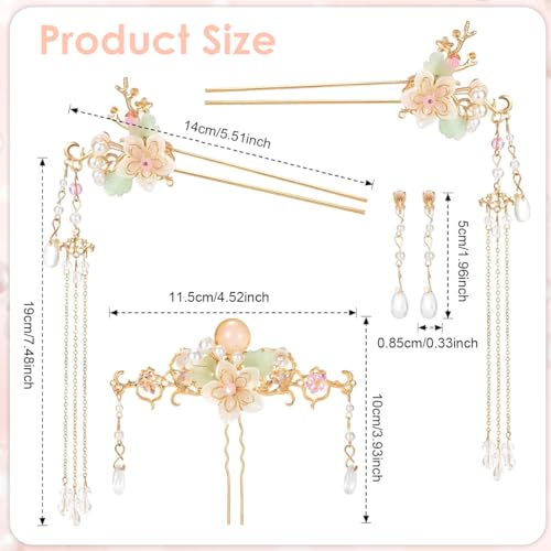 Image of SANNIDHI Floral Juda Hair Pins for Hair Styling, 5Pcs Wedding Bridal Bun Hair Pins for Woman, Tassels U Pin Hair Pieces Set for Women Girls, Stylish Hairpins Jewelry Braids Bun Accessories for Party