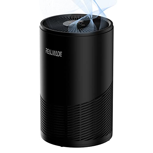 Air Purifiers for Home Large Room Up To 1076 sq.ft,REALMADE H13 True HEPA Air Filter for Pets Dander, Dust, Smoke, Smell with 3 Speeds, 12 Timers, PM 2.5 Monitor Air Purifiers for Home