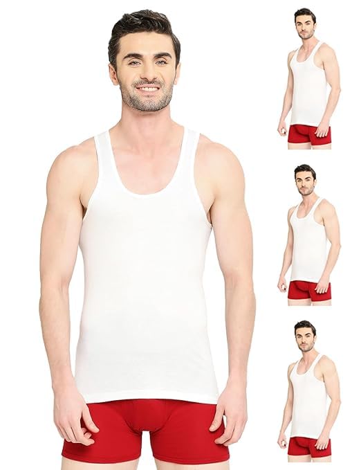Image of VIP Supreme Men's 100% Combed Cotton White Vest | Moisture Absorbent Inner wear Combo for Men