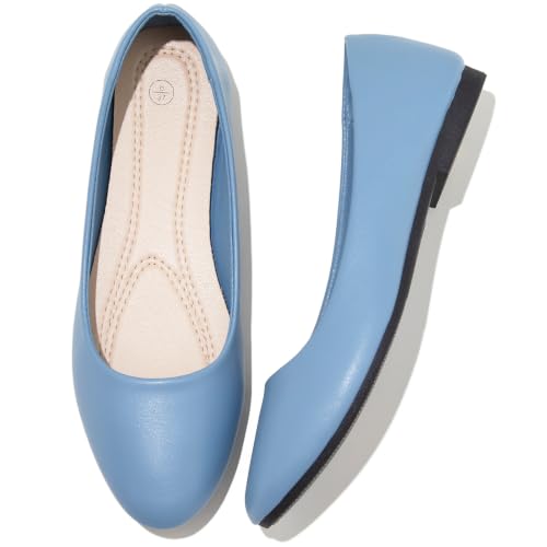 Image of Women's Ballet Flats Shoes Dress Slip on Shoes | PU Leather Teacher Business Casual Loafers Non Slip Low Heel Dressy