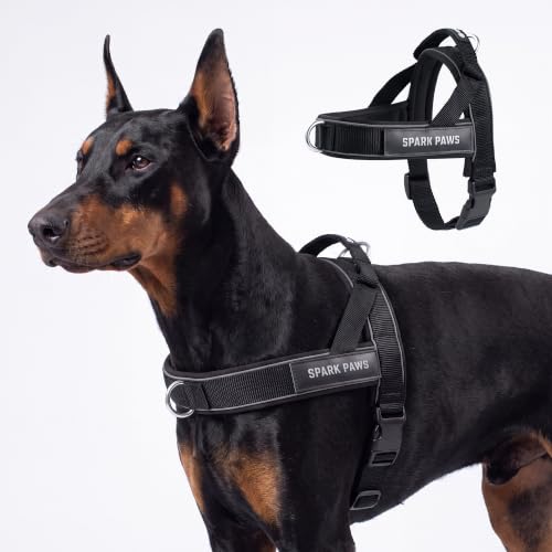 Image of Spark Paws No Pull Front Clip Dog Harness - Easy On, Padded and Lightweight | Two Clips, On in Seconds, Chest Bearing, Australian Style, No Throat Pressure, for Small Medium and Large Breeds