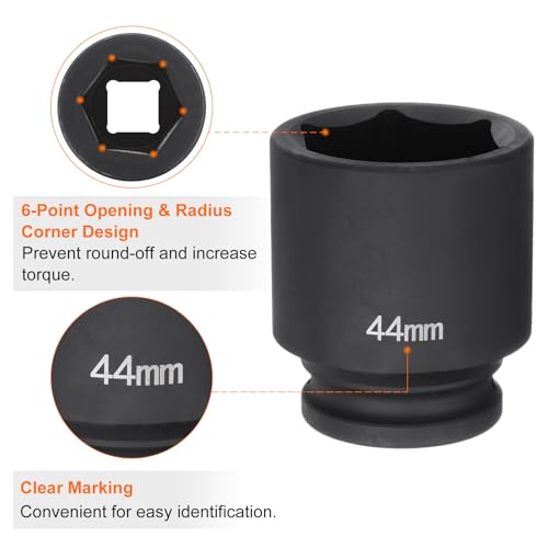Llave de vaso de impacto profundo de 3/4 44 mm métrico hexagonal acero 40Cr 5