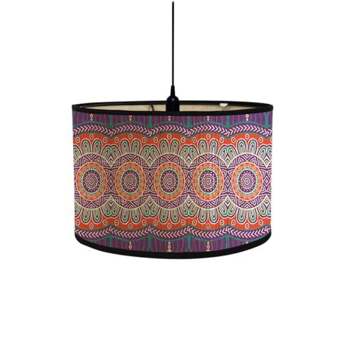FANSU Vintage Bamboo Lamp Shades for Table Lamps, Round Drum Light Shade Woodsy Decor Pendant Lampshades,Pattern Chandelier Lamp Covers Ceiling Lampshade (30 * 20cm,Bohemia)