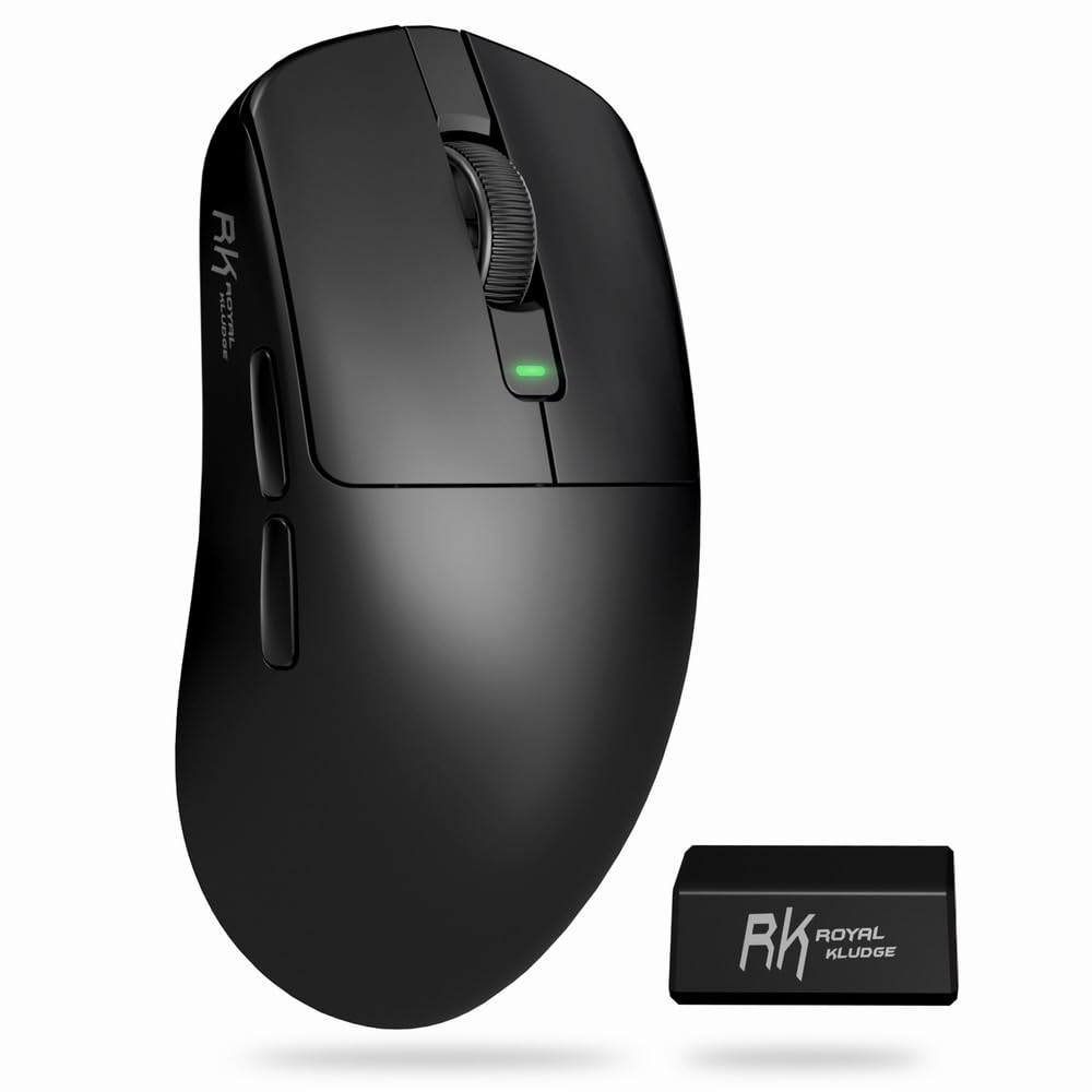 RK ROYAL KLUDGE M3 Wireless Gaming Mouse mit PAW3950 30K DPI Sensor, 47g Lightweight Maus Gaming, 8K Polling, Kabelgebunden/2.4G/BT Wireless Mouse, 650mAh, 5 programmierbare Tasten, Schwarz