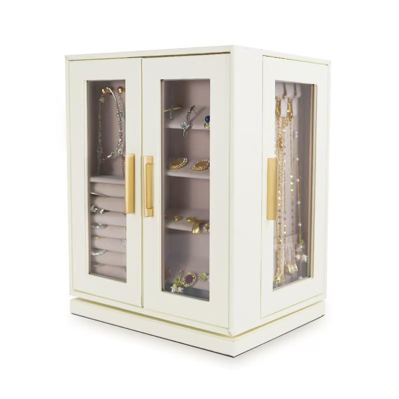 Coffret à bijoux de voyage et boîte pivotante à 360 degrés
