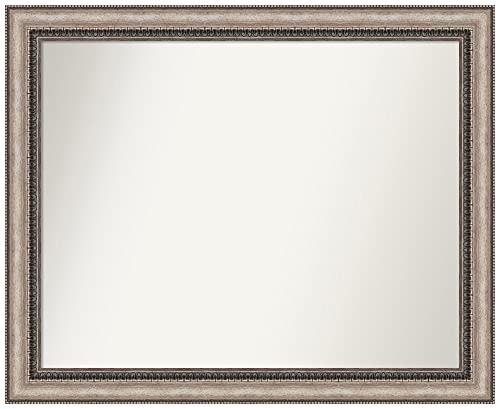 Amanti Art Silver Bathroom Mirror for Over Sink, 26x32 Lyla Ornate Silver Rectangle Vanity Mirror, Large Traditional Frame, Hangs Horizonally and Vertically, Bathroom Wall Decor, Non-Beveled Edge