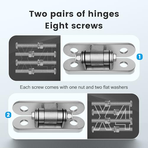 Image of Eatra Large, Heavy Duty Gate Hinges with Sealed Bearings and 8 Screws, Adjustable Yoke Pivot, Suitable for Large Driveway Gates Up to 1100 Pounds, Two Pack, Carbon Black (2pcs Silver)