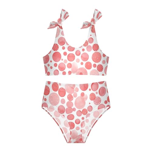 KLL Red Polka Dot White Background Girls 2 Piece Bikini Sets Quick-Dry Bathing Suit Swimming Suits Adjustable Strap3