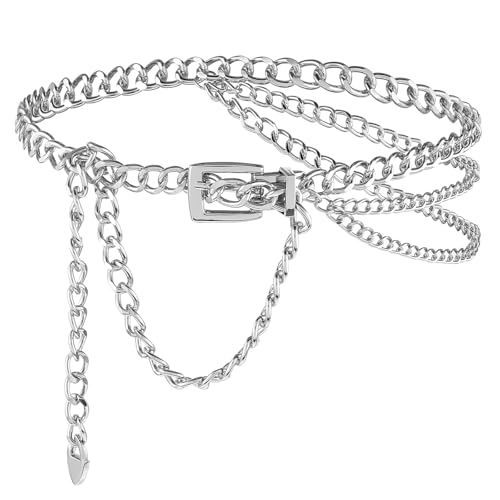 Chain Belt Adjustable Waist Chain Belt for Women Western Punk Chain Belts Link Dress Belt Body Belly Jewelry