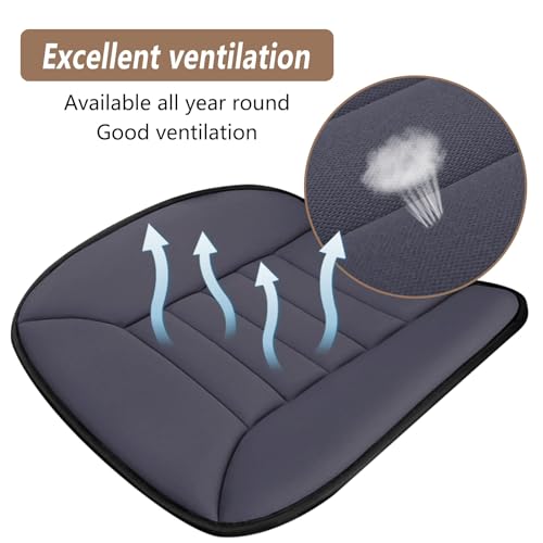 Image of MYFAMIREA 2PCS Car Seat Cushion Pad 1.2 inch Thick Comfort Seat Protector for Car Driver Seat Office Chair Home Use Memory Foam Seat Cushion with Non Slip Bottom, 20'' x 18.5'', Dark Gray