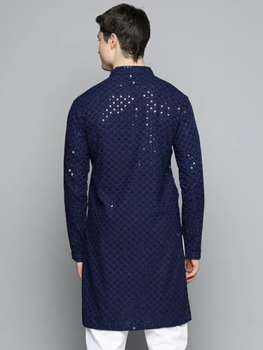Image of Lucknow Chikan Men's White Pure Cotton Kurta Pajama Set, Full Booty