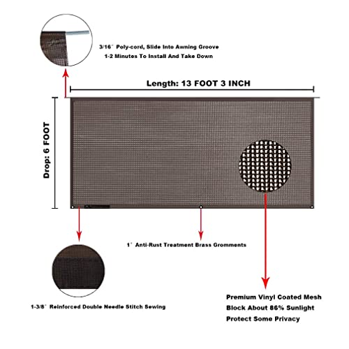 Image of RV Awning Mesh Sun Shade Screen for Motorhome Camper Trailer Sunshade