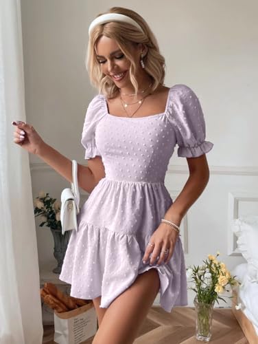 Image of Narecte Summer Dresses for Women 2026,Tie Backless Swiss Dot Mini Dress,Ruffle Hem Flowy Casual Dresses