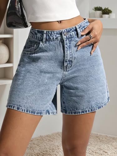 Image of Nifty Women's Denim Stretchable Relaxed Fit Shorts|| Back Pocket Bow Tie Detail