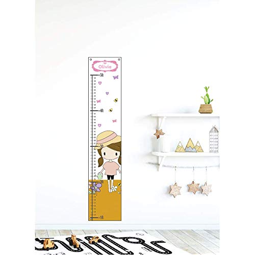 Personalized Canvas Growth Chart for Kids, Height Chart for Kids, Growth Chart Banner with Name (Girl)