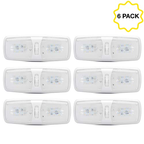 Lumitronics RV LED Lights Interior - Camper Ceiling Light Fixture 12V (Volt) LED with 3-Way Switch and Removable Lenses (Double)