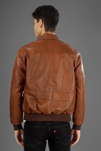 Image of Genuine Leather Jacket for Men | Vikram Bomber Jacket in Black & Brown