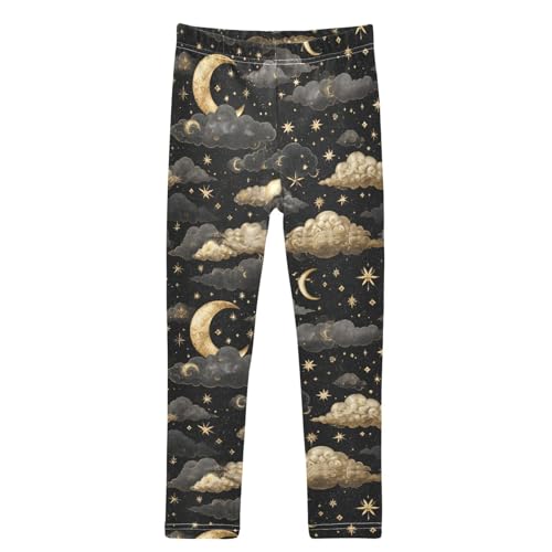 Boccsty Gold Moons Stars Clouds Girls Leggings Kids Yoga Pants Dance Active Tights 4T