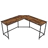 VASAGLE bureau hoekbureau, voor studeerkamer, 149 x 149 x 75 cm, industrieel ontwerp, vintage bruin-zwart LWD73X