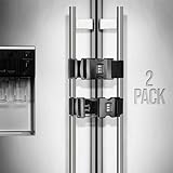 Fridge Lock for Kids and Adults, (2 Pack) French Door Refrigerator Lock, Adjustable for Kids, Toddlers, and Adults, Double Door Fridge, Easy Installation