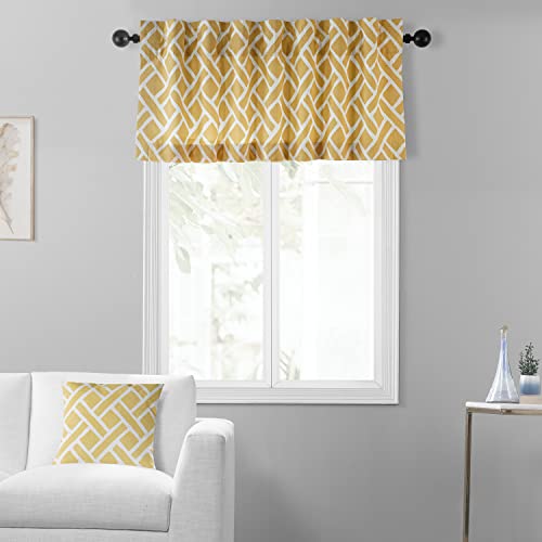 Image of HPD Half Price Drapes Window Valance 50 X 19 Cotton Martinique Printed, PRCT-VLD07A-19, Martinique Yellow