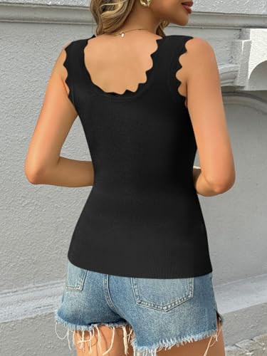 Image of Saodimallsu Womens Ribbed Knit Tank Top Summer Sleeveless Square Neck Casual Basic Slimming Sweater Vest Tops