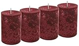 Unbekannt 4 Stumpenkerzen Kerzen Bordeaux Rot Weinrot 6cm Hochzeit Tischdeko Weihnachten Advent Kerze Deko