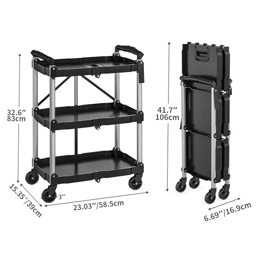 image for YITAHOME 240LBS Folding Utility Cart with Wheels, Foldable Utility Ser