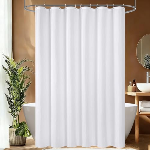 Bocoli Rideau de douche, 180 x 200 cm, blanc, imperméable, textile polyester, séchage rapide, 12 anneaux