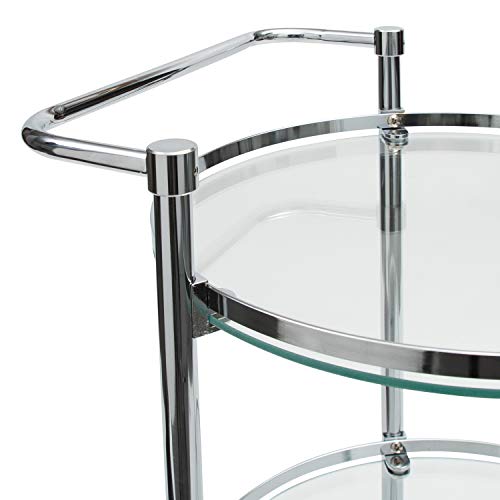 Organize It All Rolling 3 Tier Glass Circular Serving Cart, Silver (Model: 62943W) #TOP3