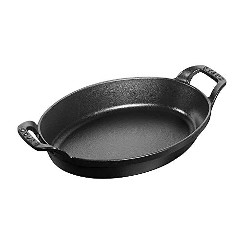 staub Dish 40509-393 Oval Stackable Dish, Black, 9.4 inches (24 cm), Enamel, Iron Au Gratin Dish