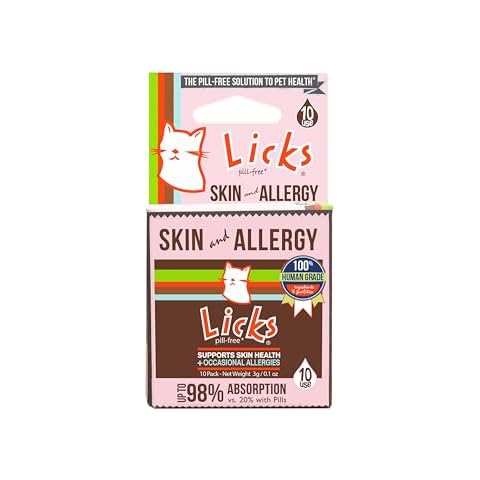 Licks Pill-Free Cat Skin and Allergy - Omega 3 Cat Allergy Relief - Cat Vitamins & Supplements for Itchy Skin - Turmeric Supplement for Cat Skin - Gel Packets - 10 Use Cover