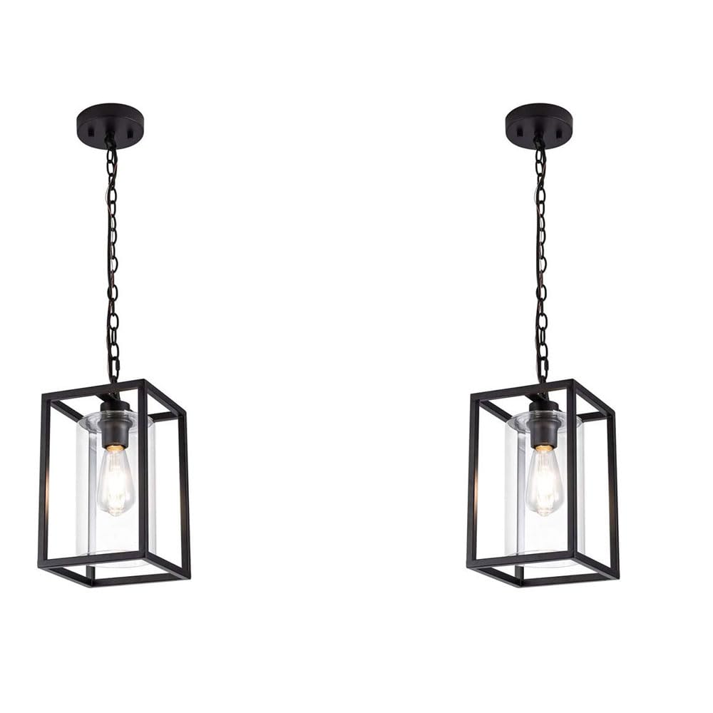 CSXSXAUO Pendant ht Square Cage Hanging Lamp, Clear Glass Ceiling ht, Adjustable Chandelier,Pendant hting Fixture ， For Kitchen Island Living Room Restaurant