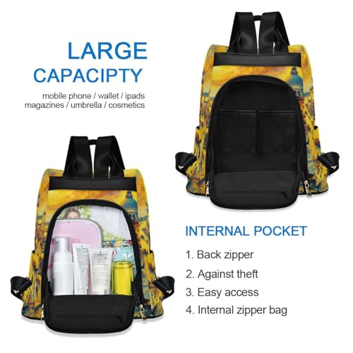 Mochila de pintura al óleo para mujer Venice bolso antirrobo de viaje casual 5
