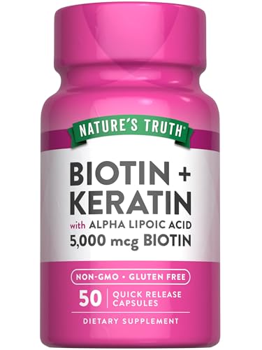 Nature's Truth Biotin 5000 mcg | 50 Capsules | with Keratin and Alpha Lipoic Acid | Non-GMO & Gluten