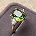 Ganquya Fashion Olive Beryl Simulated Emerald Ring,Yellow Gold Plated Cubic Zirconia Stackable Statement Rings CZ Halo Engagement Ring for Women (10)