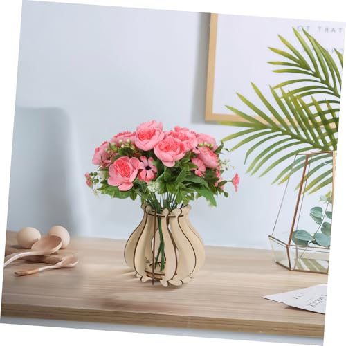 Jarrón de madera de escritorio UKCOCO para arreglos florales 6