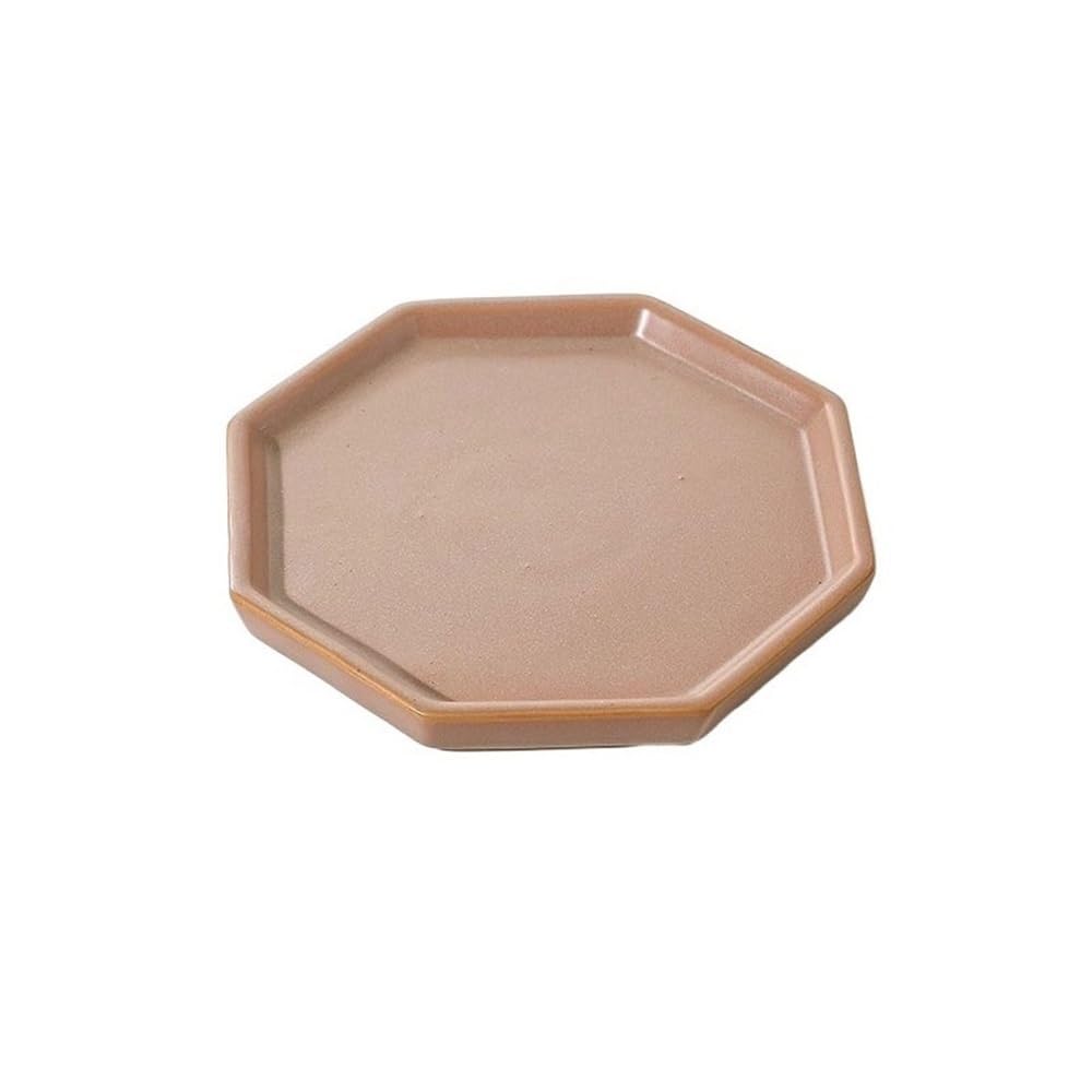 Prettiee plant dish saucer Octagon Flower Planter Drip Tray, Plant Saucers for Home Office Gardening (Bruin M)