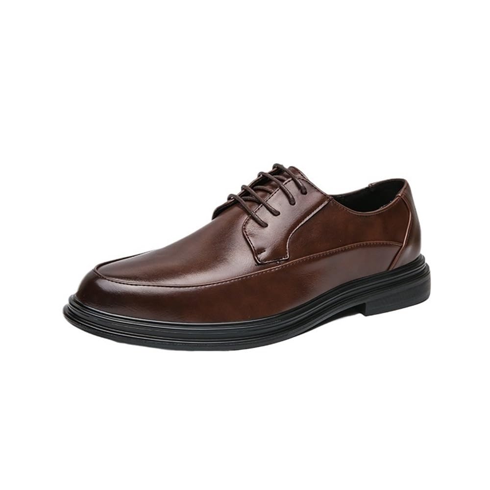 Mens Business Casual Dress Shoes Fashion Pointed Toe Genuine Leather Derby Lace Up Professional Office Work Wedding Shoes