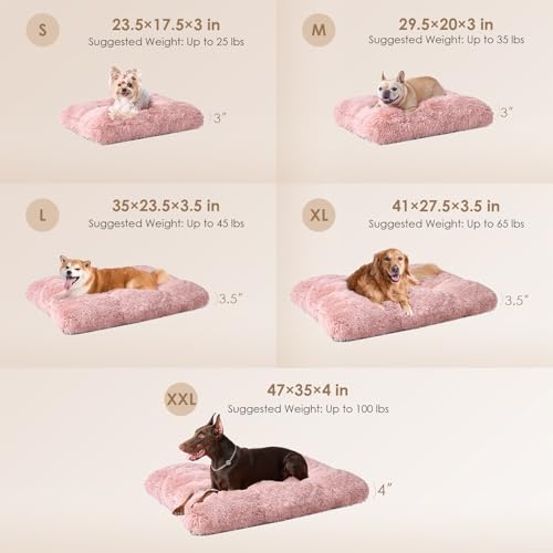 image for EHEYCIGA Fluffy Dog Crate Bed for Medium Dogs, Plush Faux Fur Pet Crat