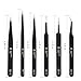 6PCS Precision Tweezers Set, ESD Anti-Static Heavy-Duty Stainless Steel Electronic Tweezers for Electronics Repair, Laboratory, Soldering, Jewelry Making Tools Straight & Curved Tips, Precision Tools