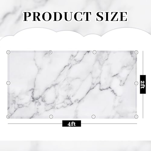 Image of Hortsun Pack of 2 Fluorescent Light Covers 4 x 2 Feet Magnetic Ceiling Light Cover Room Supplies for Home Office(White Marble)