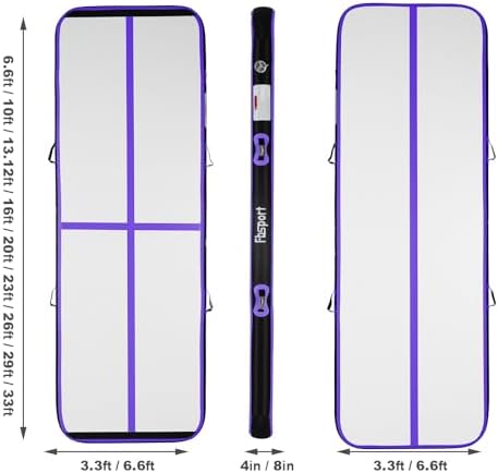 FBSPORT Inflatable Gymnastics Air Tumbling Track Mat Purple Black Length 13ft Thickness 4 inches, Air Tumble Track Mat with Electric Air Pump for Home Use Training Cheerleading Yoga Water Gym Park - 2