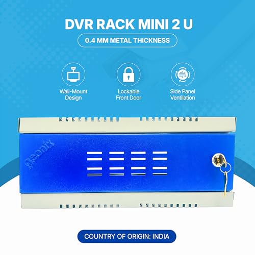 Image of Geonix DVR Rack Mini 2U| Wall Mount Network Server Rack | NVR Cabinet Box with Lock | 0.5 mm Metal Thickness