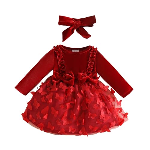 Robe manches longues bébé fille vêtement hiver velours tulle mariage baptême