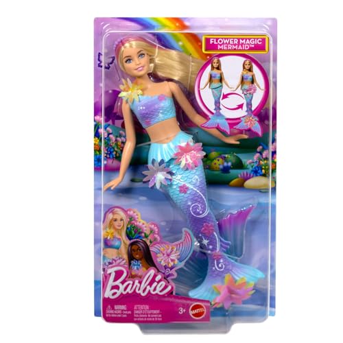 Muñeca Barbie Sirena con Flores Mágicas y Accesorios miniatura 6