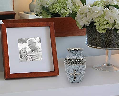Image of White Love of Christ Cremation Urn for Ashes for Women - Personalized Cremation Urns for Human Ashes Adult Female Decorative Urns - Beautifully Handcrafted Cross Urn