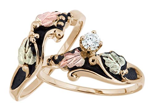 10k Yellow Gold Antiqued Diamond Black Hills Gold Engagement Wedding Ring Set (.25 Ct., Color I-J, Clarity I1)3